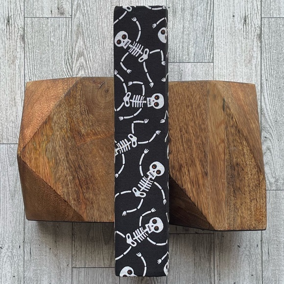 Hand Crafted Other - New Halloween Linen Wrapped Decorative Book Skeletons Hand-Wrapped Spooky Decor